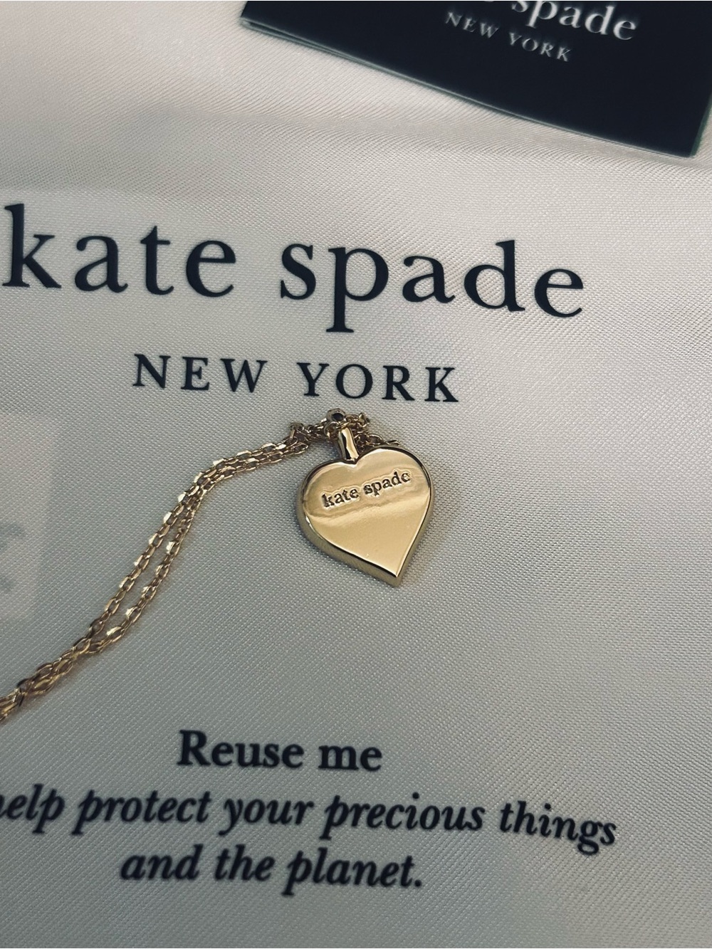 kate spade Gold Heart Pendant Necklace with Multicolor Gem Border - Picture 3 of 4